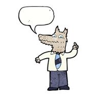 cartoon business wolf with idea speech bubble N7