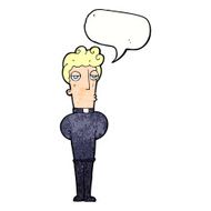 cartoon priest with speech bubble N11