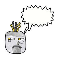 cartoon robot head with speech bubble N70