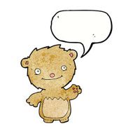 cartoon waving teddy bear with speech bubble N43