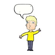 cartoon man raising point with speech bubble N7