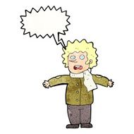 cartoon surprised man with speech bubble N149