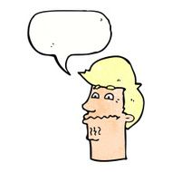 cartoon nervous man with speech bubble N151