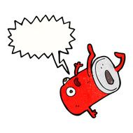 cartoon old drinks can with speech bubble N6