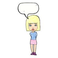 cartoon serious girl with speech bubble N10