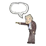 cartoon man trembling with key unlocking speech bubble N10