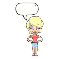 cartoon woman with hands on hips speech bubble N238