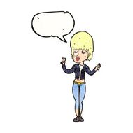 cartoon cool girl with speech bubble N32