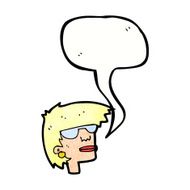 cartoon female face with glasses speech bubble N11