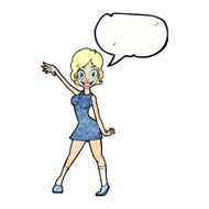 cartoon party girl with speech bubble N11