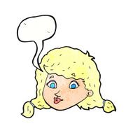 cartoon pretty female face with speech bubble N106