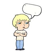 cartoon annoyed boy with speech bubble N44