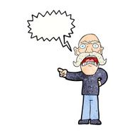 cartoon angry old man with speech bubble N159