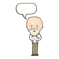 cartoon worried old man with speech bubble N21