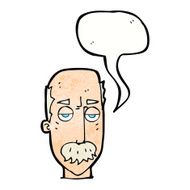cartoon bored old man with speech bubble N18