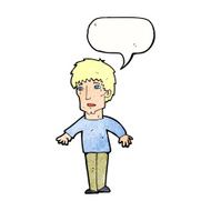 cartoon surprised man with speech bubble N150