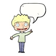 Cartoon happy boy with speech bubble N260