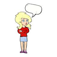 cartoon woman with folded arms speech bubble N33