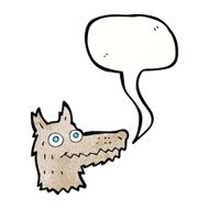 cartoon wolf head with speech bubble N34