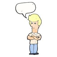 cartoon man with folded arms speech bubble N31