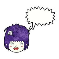 cartoon happy vampire girl face with speech bubble N10