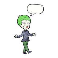 cartoon halloween zombie woman with speech bubble N11