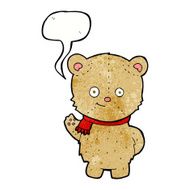 cartoon waving teddy bear with speech bubble N45
