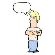 cartoon man with folded arms speech bubble N32