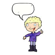 cartoon excited boy with speech bubble N157