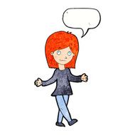 cartoon woman with no worries speech bubble N43