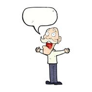 cartoon stressed old man with speech bubble N19
