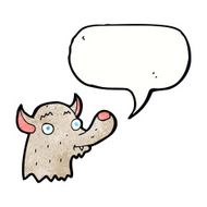 cartoon happy wolf with speech bubble N21