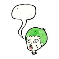 cartoon female zombie head with speech bubble N11