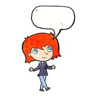 cartoon girl with no worries speech bubble N11