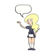 cartoon waitress with speech bubble N28