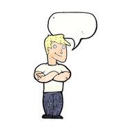 cartoon muscular man with speech bubble N11