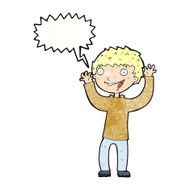 cartoon excited boy with speech bubble N160