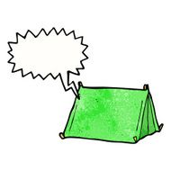 cartoon traditional tent with speech bubble N5