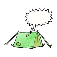 cartoon traditional tent with speech bubble N6