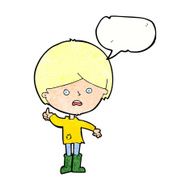 cartoon unhappy boy with speech bubble N65