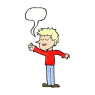 cartoon happy man reaching with speech bubble N11