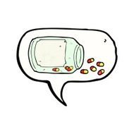 cartoon jar of pills with speech bubble N3