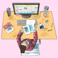 Accountant work place colored