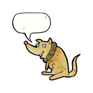 cartoon happy dog in big collar with speech bubble N11