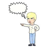 cartoon woman pointing finger of blame with speech bubble N11