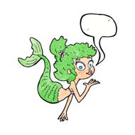 cartoon pretty mermaid with speech bubble N42