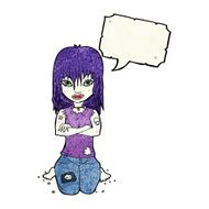 cartoon vampire girl with speech bubble N251