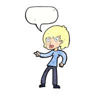 cartoon woman pointing with speech bubble N236