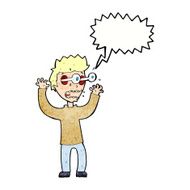 cartoon terrified man with speech bubble N241