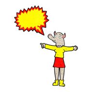 cartoon pointing werewolf woman with speech bubble N7